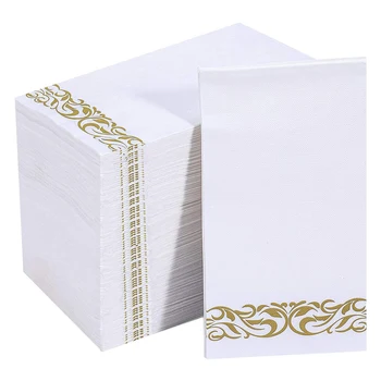 알루미늄 호일 일회용 냅킨, 먼지 없는 우아한 구식 수건, 황금 욕실 생일 웨딩 파티 장식, 25 개 상품 이미지