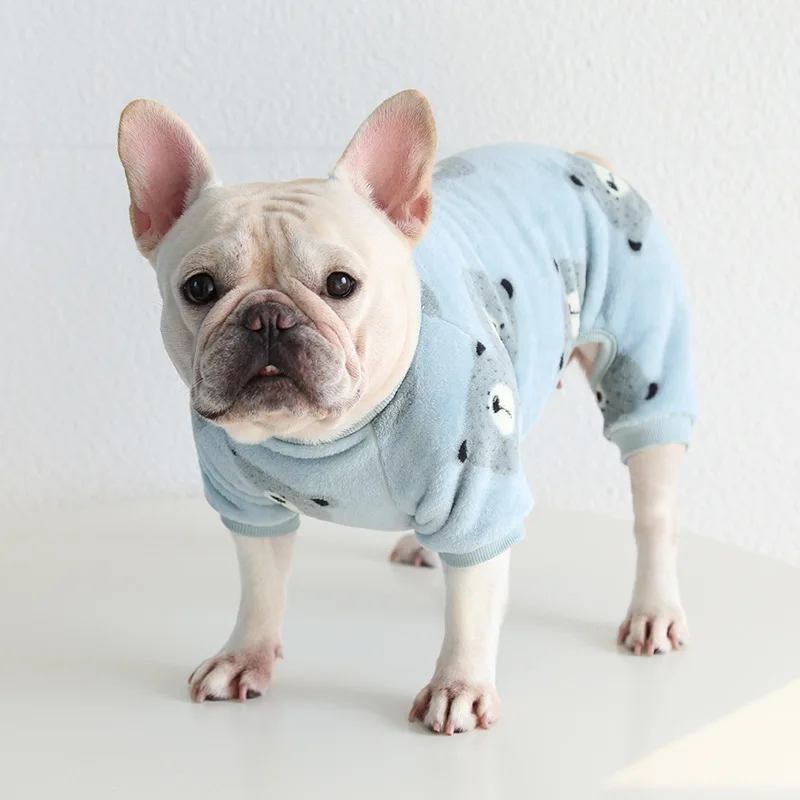 

French Dou Cartoon Velvet Four-legged Clothes Fat Dog Warm Pajamas Four-legged Corgi Yingdou Bago Warm Clothes