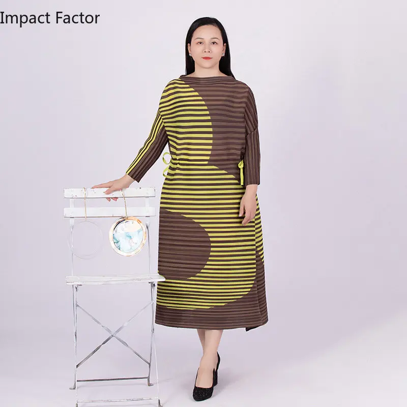 Женское плиссированное платье миаке, повседневное свободное праздничное платье с длинным рукавом, воротником в полоску и поясом на завязках, осень 2024
Женское плиссированное платье миаке, повседневное свободное праздничное платье с длинным рукавом, воротником в полоску и поясом на завязках, осень 2024