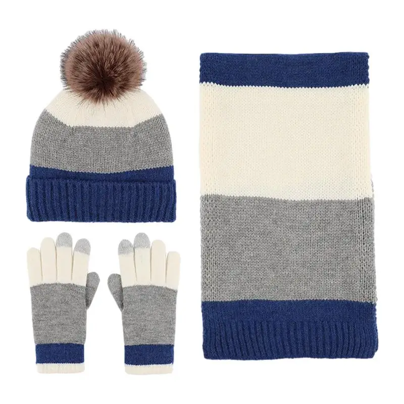 

Зимние мужские и женские толстые Искусственные Головные уборы Женский шерстяной шарф шапка перчатки набор