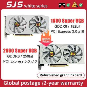 SJS 엔비디아 Rtx 2060 슈퍼 8G 및 GTX 1660 슈퍼 6G 및 RTX 3050 8G 게임용 GPU GDDR6, 흰색 데스크탑 그래픽 카드