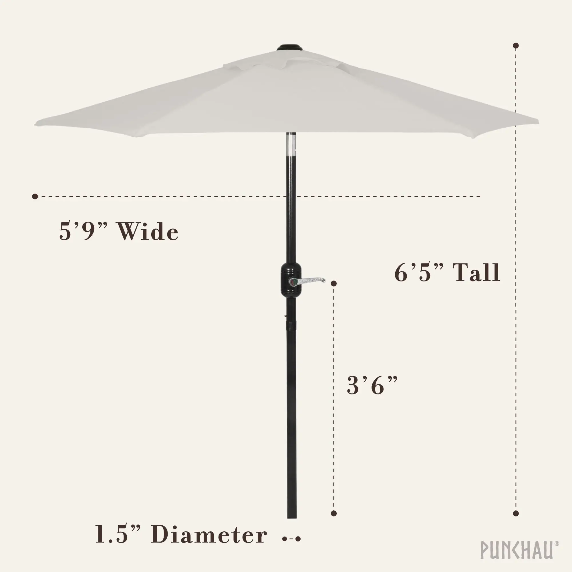 

6 Ft Outdoor Patio Umbrella, Easy Open/Close Crank and Push Button Tilt Adjustment, Market Umbrellas, Beige