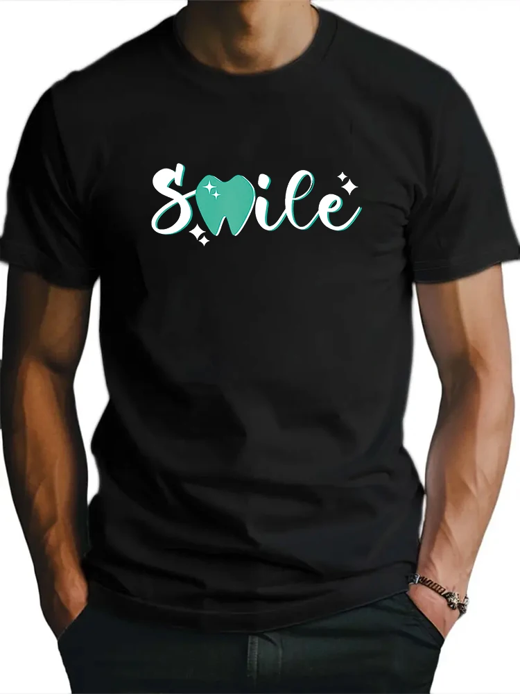 Мужская футболка с коротким рукавом smile, свободная хлопковая Футболка с принтом,
Мужская футболка с коротким рукавом smile, свободная хлопковая Футболка с принтом,
