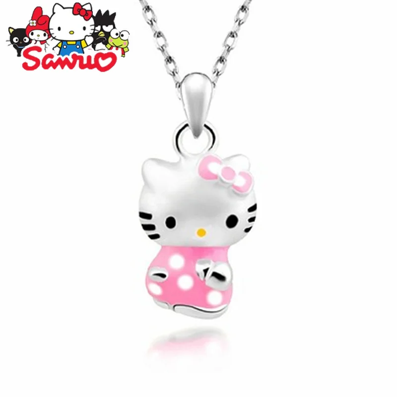 

Sanrio, ожерелье с подвеской Hello Kitty, милая подвеска в виде кошки, женская модель, рождественский подарок для девочки, кавайное ожерелье из сплава, ювелирные изделия