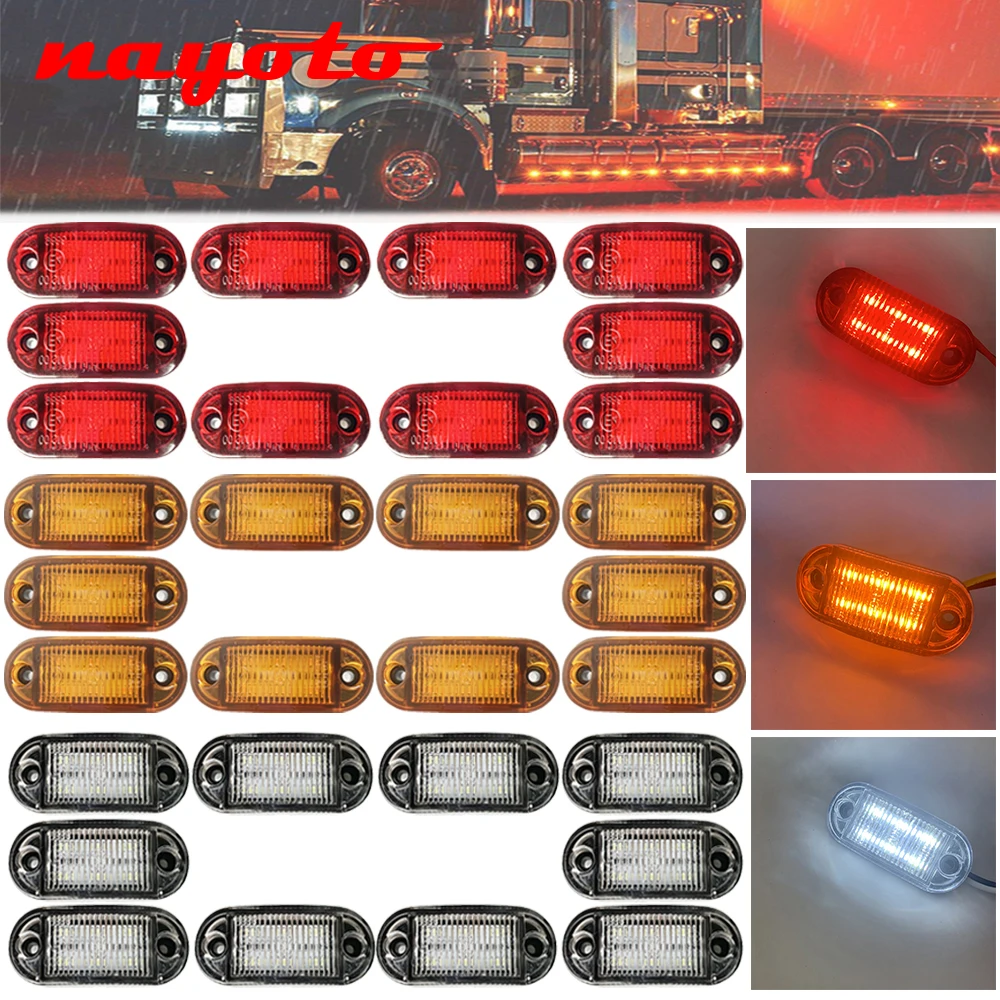 

10PCS 6 Led 12V 24V Diode Oval Clearance Side Marker Light Warning Tail Lamp Trailer Car Truck Lorry Caravan Accessories