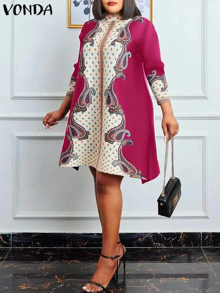 VONDA Women Elegant Printed Dress 2023 Autumn Party Dress Vintage Stand Collar Long Sleeve Sundress Knee-Length Vestidos Robe
VONDA Women Elegant Printed Dress 2023 Autumn Party Dress Vintage Stand Collar Long Sleeve Sundress Knee-Length Vestidos Robe
