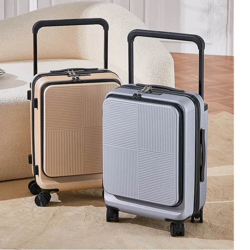 

20 24 Boarding Box Wide Pull Rod Trolley Case Travel Suitcase Large Capacity Rolling Luggage Unisex Front Opening Trunk Password