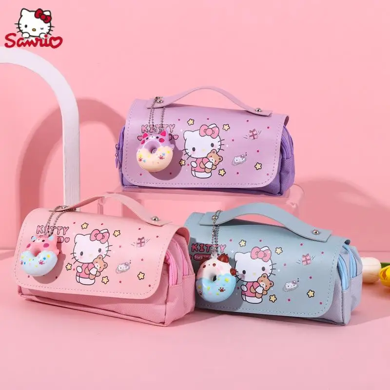 

Kawaii Sanrios Hello Kittys Kuromi Cinnamoroll Cartoon Cute Decompression Stationery Box Students Large Capacity Pencil Bag Gift