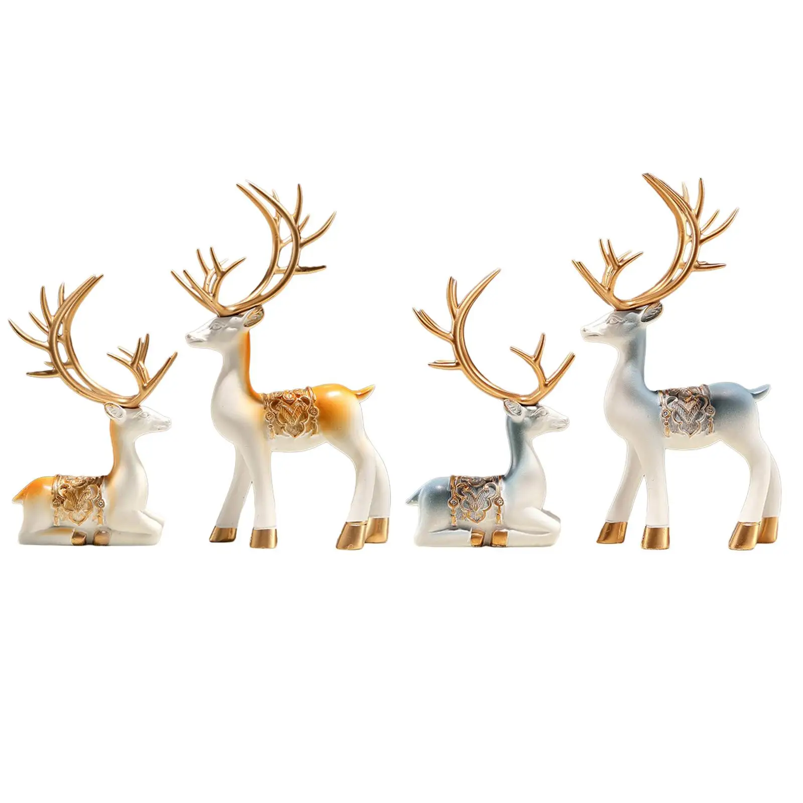 

Reindeer Resin Sculpture Deer Sculpture Couple Deer Figurine Statue for Desktop Office NightStand Farmhouse Housewarming Gifts