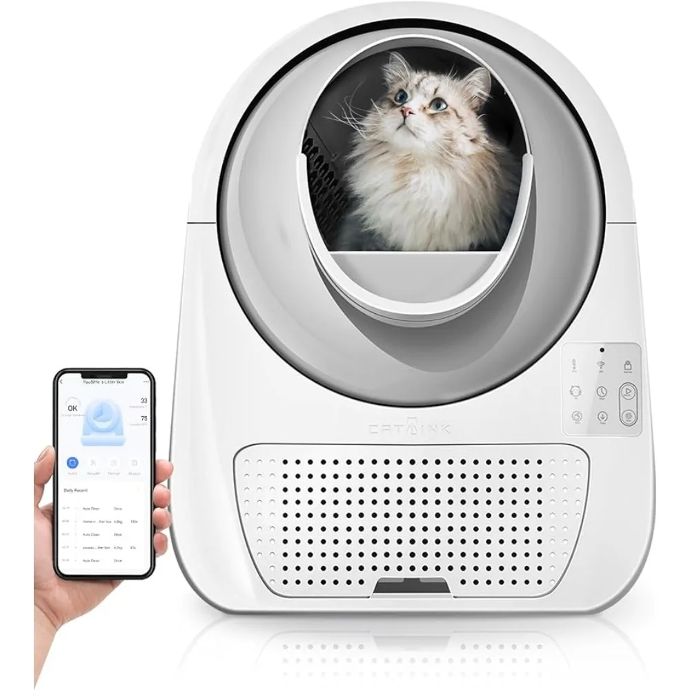 

Self Cleaning Automatic Litter Box for Cats APP Control,Double Odor Removal-Extra Large with 40 Liners&1 Carbon Filter Box