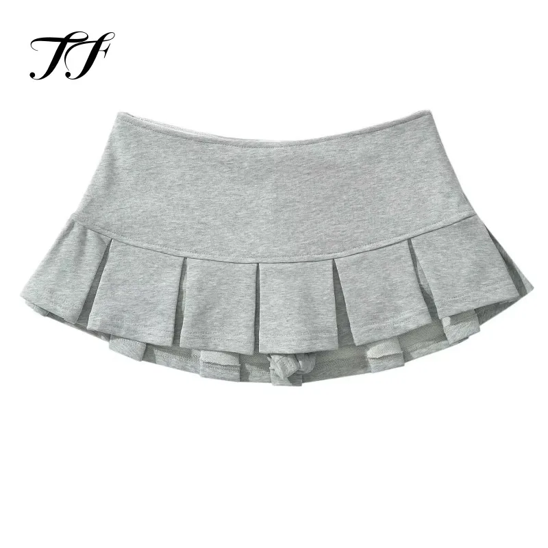 

2024 Summer Pleated Skirts for Women Y2K Low Waist Flounce A Line Miniskirt Hot Sweet Girl New Versatile Solid Color Short Skirt