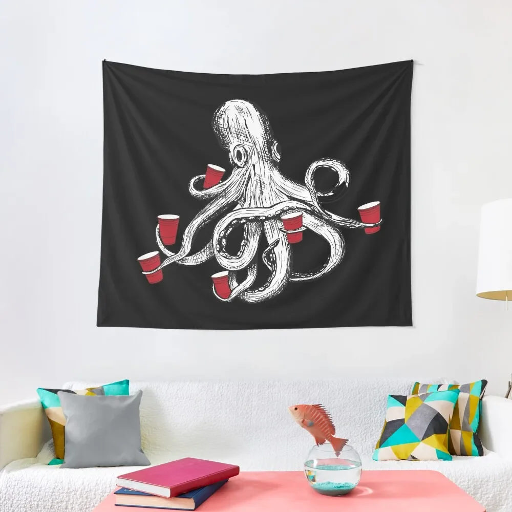 

Octa-fisting Octopus Red Cups Tapestry Wall Hanging Room Decorating Aesthetic Decoration Aesthetic Things To The Room Tapestry