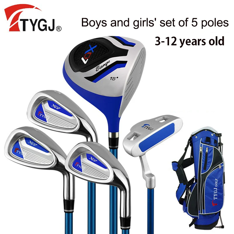 

TTYGJ Kids Golf Club Sets with Bracket bag for 120-165cm Boys and girls Junior Child Learning Lightweig Right hand steel 5 clubs