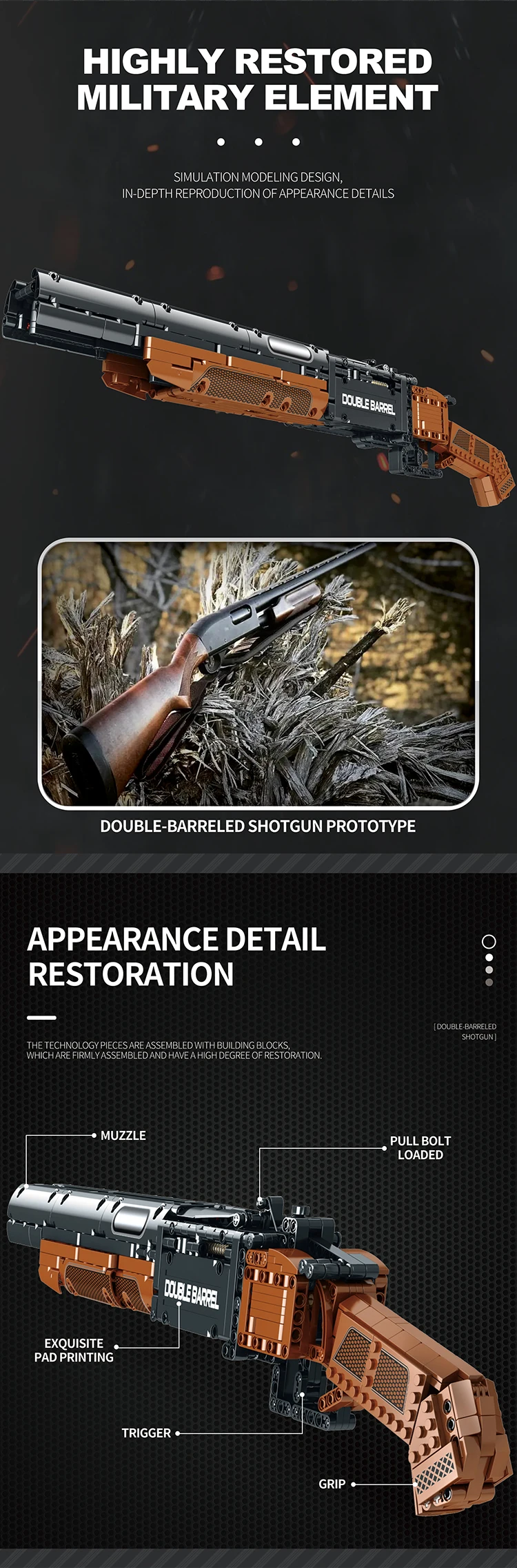 1006PCS Double Barrel Shotgun Weapon Model Building Blocks Military Classic Gun With Bullet Belt Bricks Toy Kids Christmas Gifts 1006PCS Double Barrel Shotgun Weapon Model Building Blocks Military Classic Gun With Bullet Belt Bricks Toy Kids Christmas Gifts