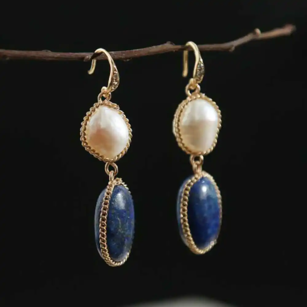 2022 New Freshwater pearl lapis lazuli pendant earrings Beautiful Thanksgiving Jewelry FOOL'S DAY Hook Women Christmas
2022 New Freshwater pearl lapis lazuli pendant earrings Beautiful Thanksgiving Jewelry FOOL'S DAY Hook Women Christmas