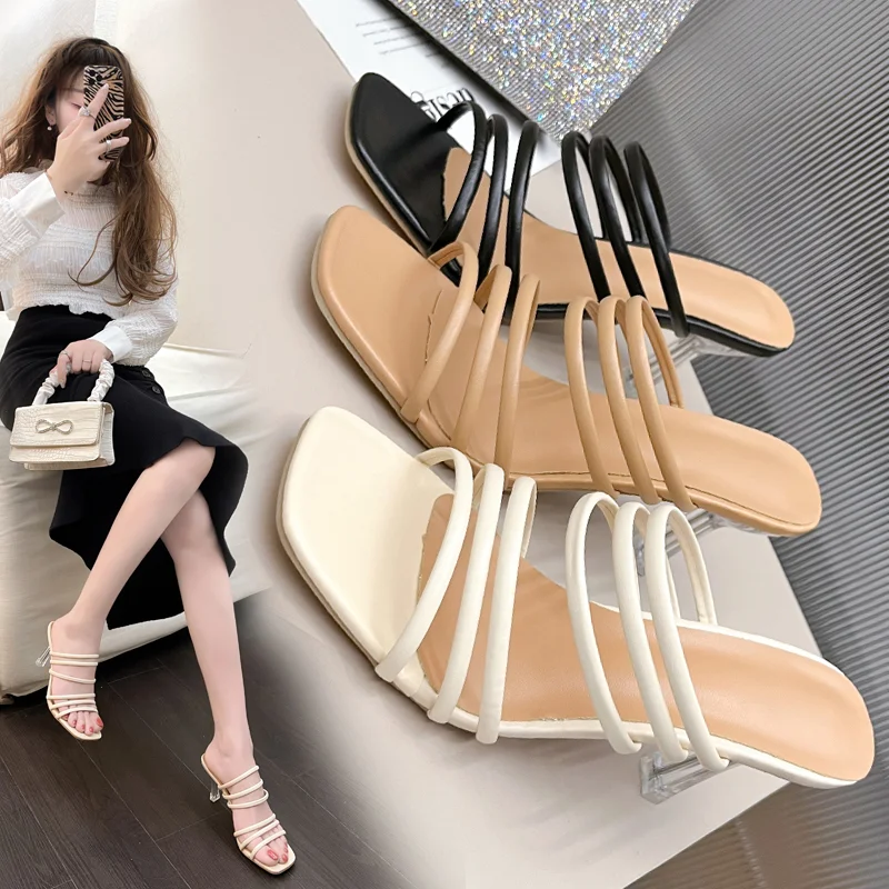 Summer Fashion Brand Square Toe Women's Slippers Narrow Strap Transparent Stiletto Sandals Women's Slide Slippers
Summer Fashion Brand Square Toe Women's Slippers Narrow Strap Transparent Stiletto Sandals Women's Slide Slippers