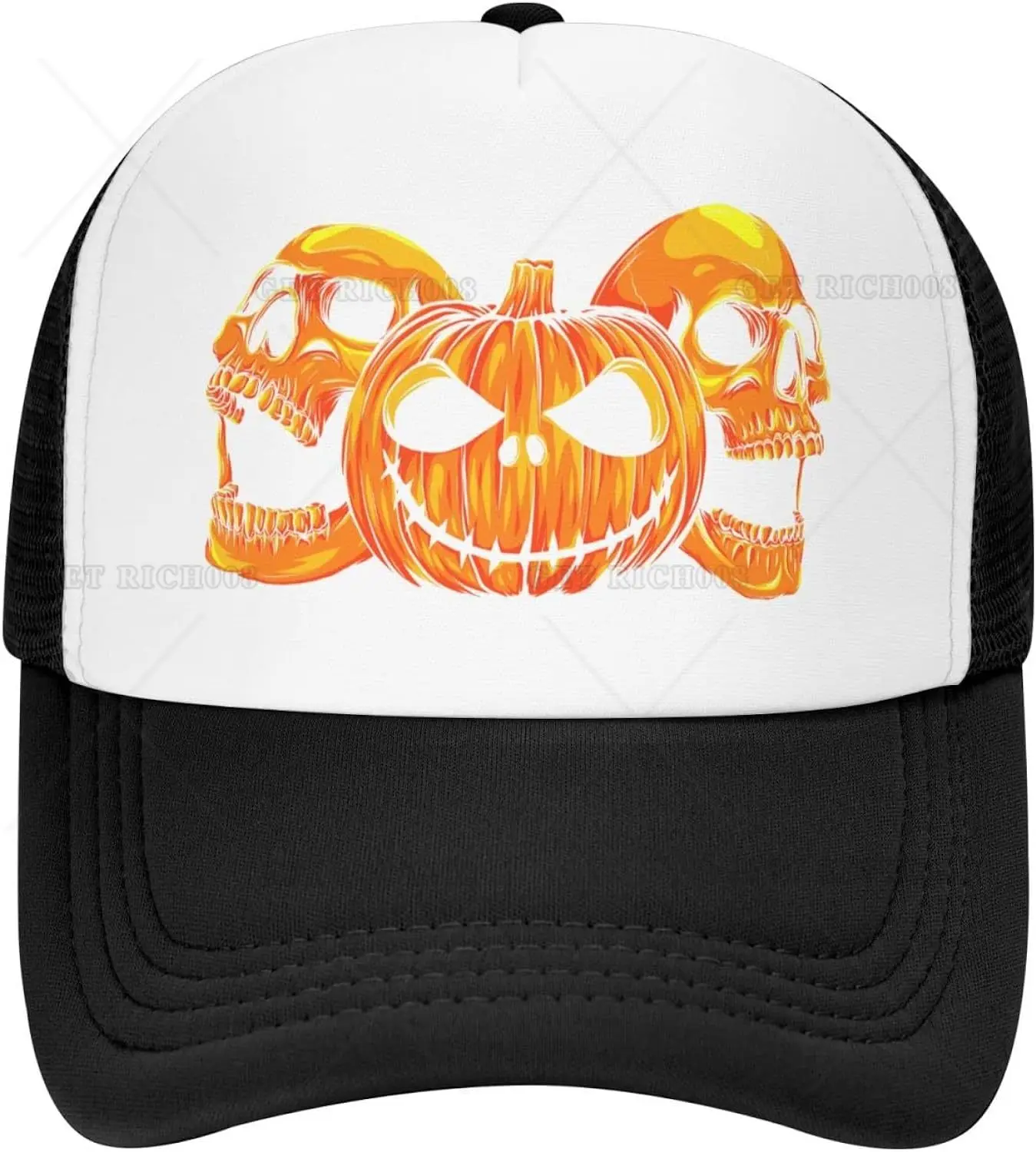 

Horror Dad Hat Adjustable Washed Halloween Pumpkin Skulls Baseball Dad Cap Distressed Ball Trucker Cap for Women Men