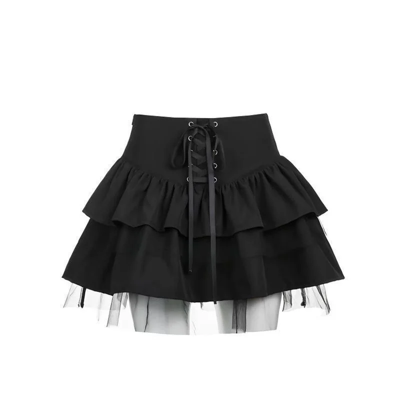 Dark Tie Mesh Stitching Summer New High-waisted Shaggy Half Pleated Skirt Spice Girl Lace-up Cake Skirts Korean Fashion Dresses
Dark Tie Mesh Stitching Summer New High-waisted Shaggy Half Pleated Skirt Spice Girl Lace-up Cake Skirts Korean Fashion Dresses