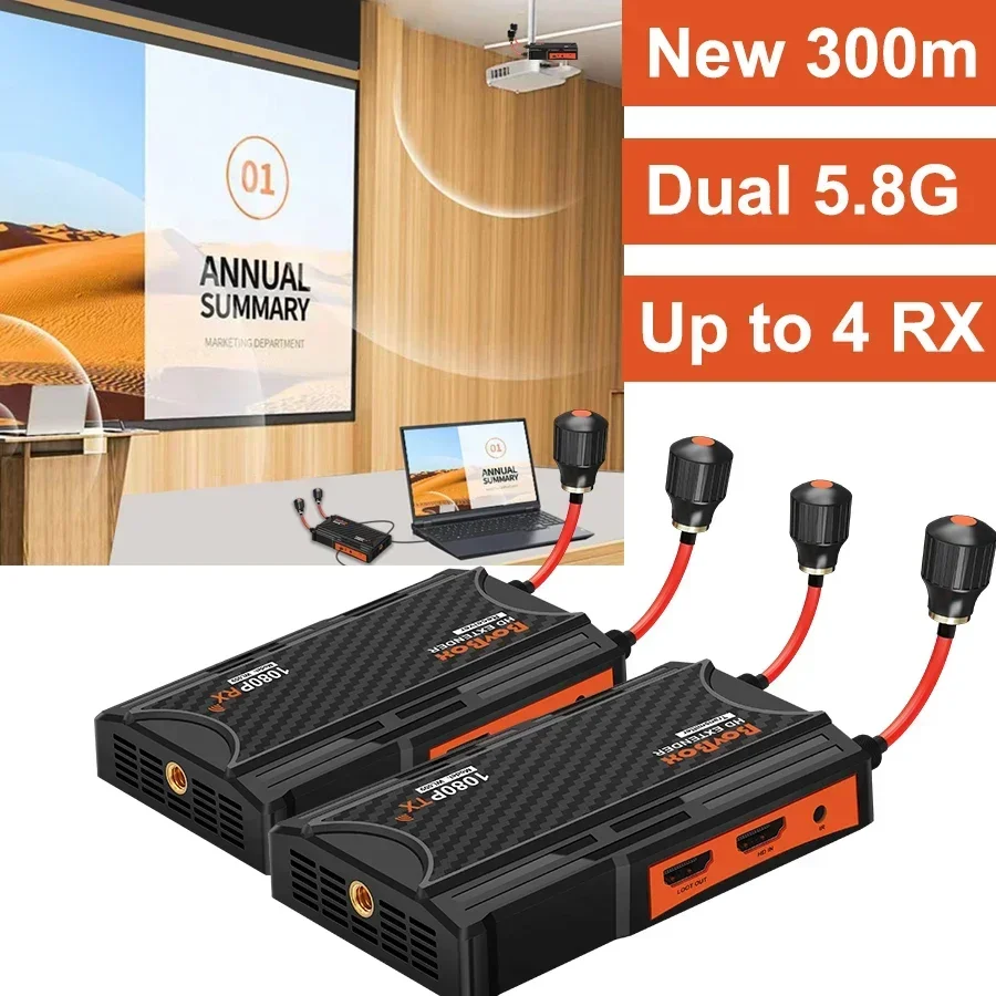 HD 300m Wireless HDMI Extender Video Transmitter Receiver Display Adapter Screen Share for PS4 Camera PC To TV Monitor Projector
HD 300m Wireless HDMI Extender Video Transmitter Receiver Display Adapter Screen Share for PS4 Camera PC To TV Monitor Projector
