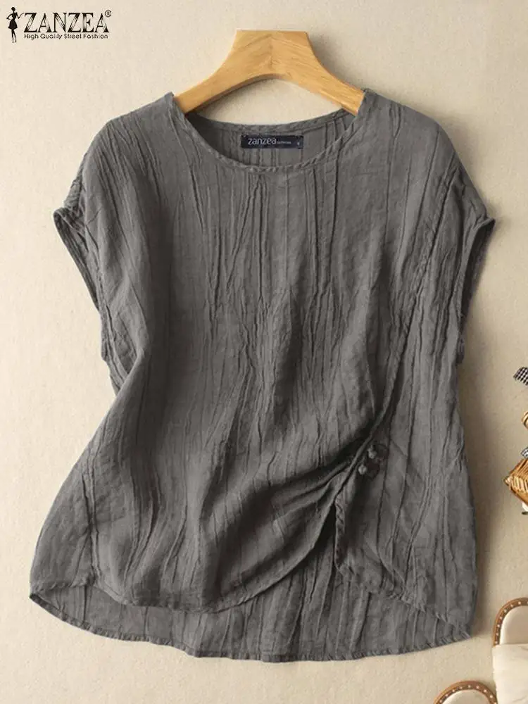 2023 ZANZEA Summer Fashion O Neck Short Sleeve Blouse Women Elegant Solid Shirt Female Work Blusas Chemise Mujer Tunic Tops
2023 ZANZEA Summer Fashion O Neck Short Sleeve Blouse Women Elegant Solid Shirt Female Work Blusas Chemise Mujer Tunic Tops