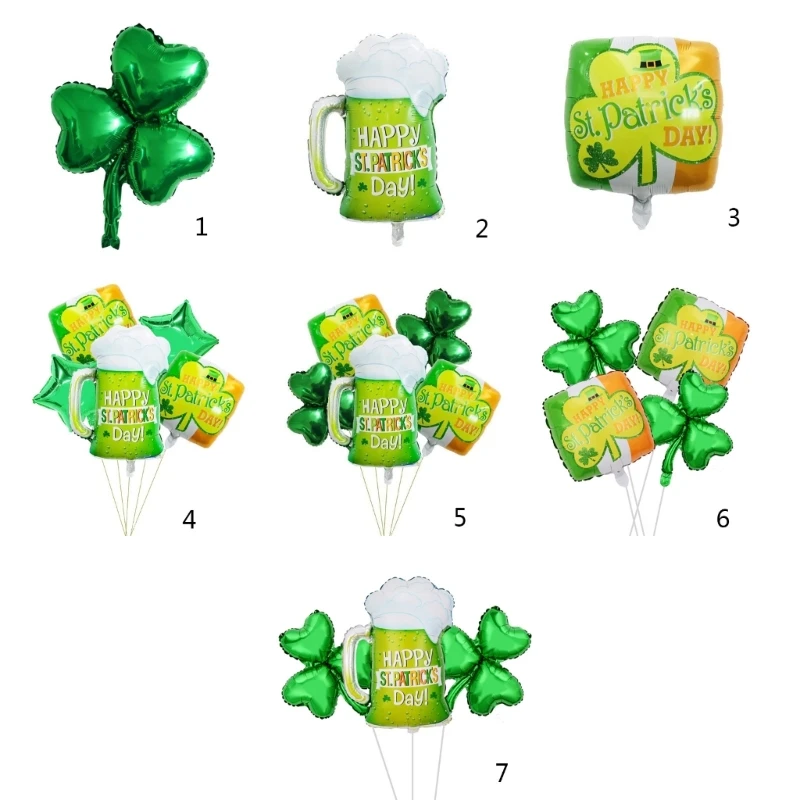 

Lucky Shamrock Clover-Foil Balloons Square Irish Balloons Beer Wine Glasses Balloons St. Patricks Day Party Decorations