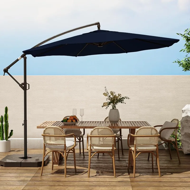 

Patio Offset Hanging Umbrella 10 FT Cantilever Outdoor Umbrellas w/Infinite Tilt, Fade Resistant Waterproof Solution-Dyed Canopy