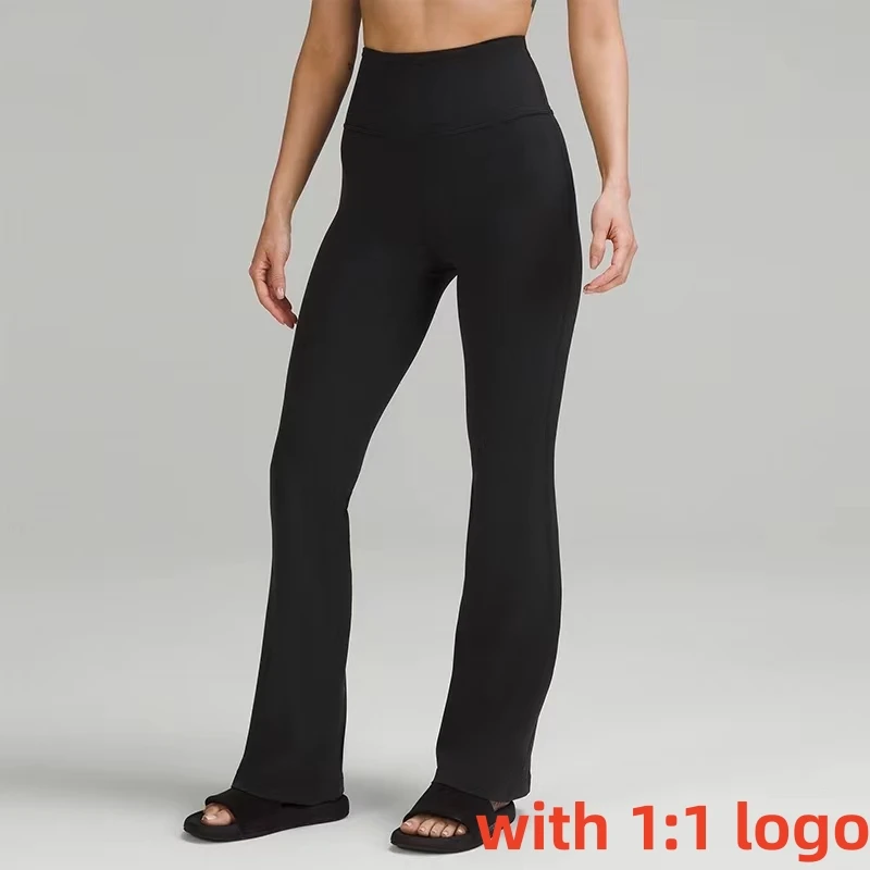 

Lulu Women High Waist Elasticity Flared Pants Slim Was Thin Tight Wide Legs Yoga Leggings Gym Quick Dry Sports Fitness Trousers