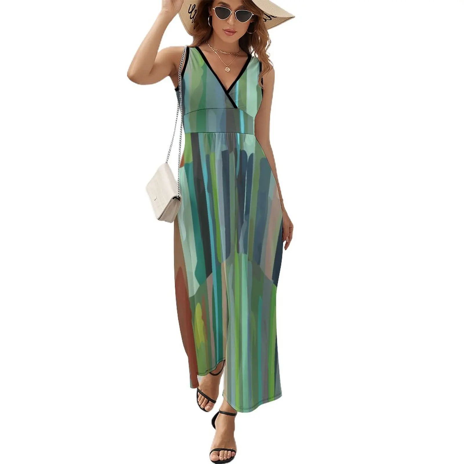 Green Etchnic Scandinavian Vertical Line Sleeveless Dress summer women's suit chic and elegant woman dress Aesthetic clothing
Green Etchnic Scandinavian Vertical Line Sleeveless Dress summer women's suit chic and elegant woman dress Aesthetic clothing