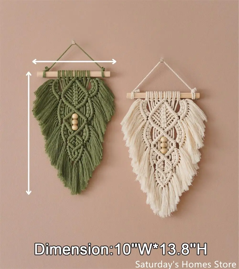 Macrame Leaf Tapestry with Wood Stick - Mini Wall Art 4 S1e7b818deff04d15865b32fea74bb8b0O