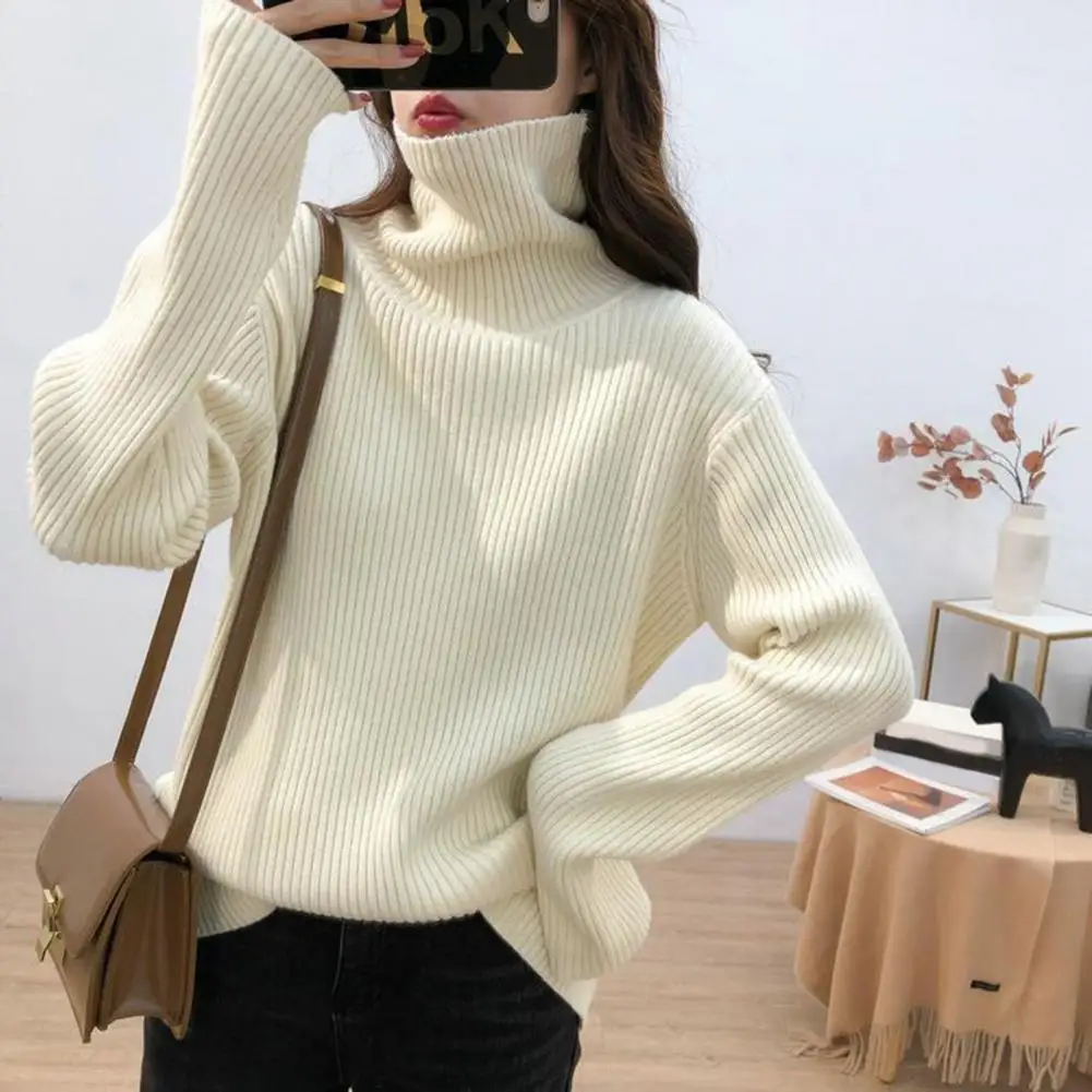 Solid Color Sweater Cozy Women's Turtleneck Sweaters Stylish Ribbed Knitwear for Autumn Winter Loose Fit Long Sleeve Pullovers
Solid Color Sweater Cozy Women's Turtleneck Sweaters Stylish Ribbed Knitwear for Autumn Winter Loose Fit Long Sleeve Pullovers