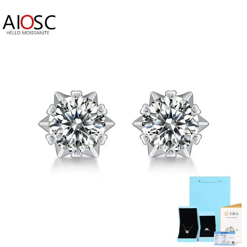 AIOSC 925 Silver Moissanite Snowflake Earrings 1CT 2CT White Gold Plated D VVS1 Lab Diamond Ear Studs for Women Fine Jewelry
AIOSC 925 Silver Moissanite Snowflake Earrings 1CT 2CT White Gold Plated D VVS1 Lab Diamond Ear Studs for Women Fine Jewelry