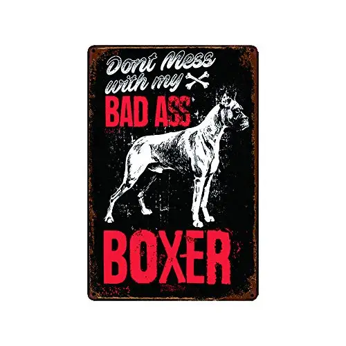 

metal tin sign Don't Mess with My Bad Ass Boxer for Bar Cafe Garage Wall Decor Retro Vintage 7.87 X 11.8 inches