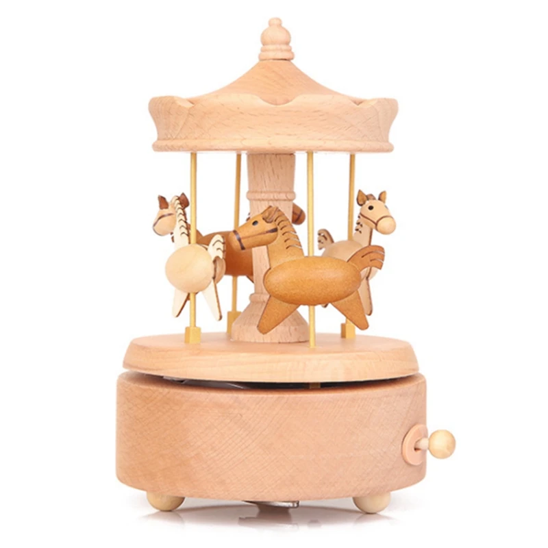 Carousel Music Box, Natural Beech Wood 4-Horse Carousel Clockwork Musical Box For Kids Girls Friends Birthday
Carousel Music Box, Natural Beech Wood 4-Horse Carousel Clockwork Musical Box For Kids Girls Friends Birthday