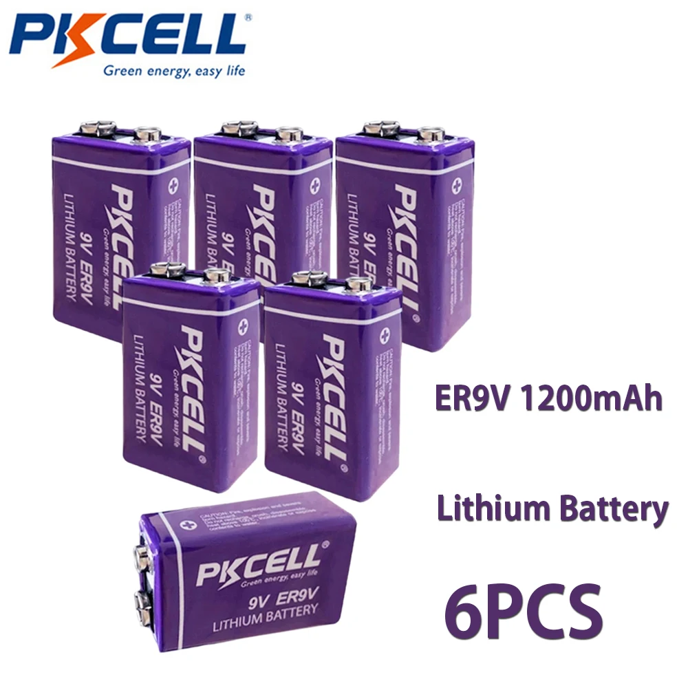 PKCELL 6PCS 1200mAh ER9V Battery High Quality Disposable 9V Lithium Batteries for Wireless Sensors Smoke Alarm Electric Meter
PKCELL 6PCS 1200mAh ER9V Battery High Quality Disposable 9V Lithium Batteries for Wireless Sensors Smoke Alarm Electric Meter