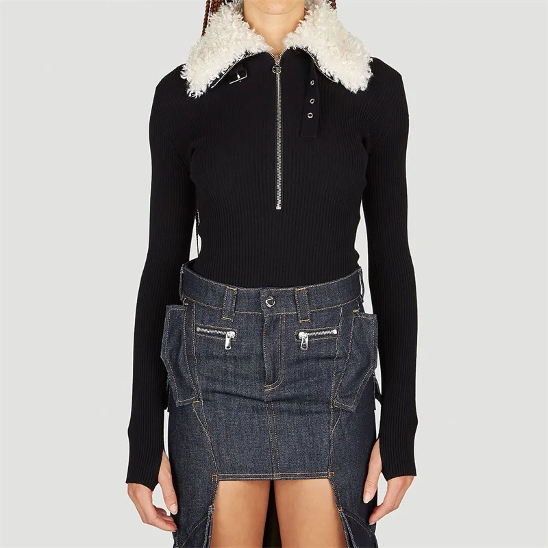 Women's Autumn clothing 2023 New Korean Fashion wool blend collar knitted Pullover Half zip knit bodysuit tops y2k Slim sweater
Women's Autumn clothing 2023 New Korean Fashion wool blend collar knitted Pullover Half zip knit bodysuit tops y2k Slim sweater