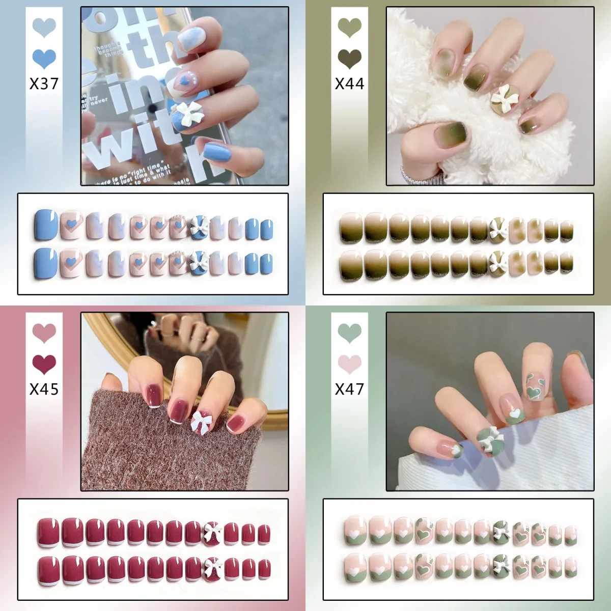 4 Boxes/Lot (96pcs) Bow Love Ballet France Press on Nail Reusable False Nail Removable Fake Nails Short Round Coffin Nails Art
4 Boxes/Lot (96pcs) Bow Love Ballet France Press on Nail Reusable False Nail Removable Fake Nails Short Round Coffin Nails Art