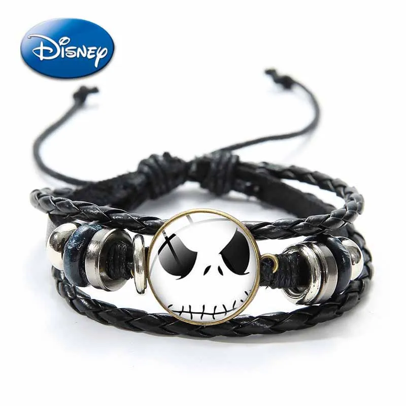 

Disney Nightmare Before Christmas Bracelets Jack Sally Movie Figures Woven Wristband Jewelry Bangle Accessories Girls Boys Gifts