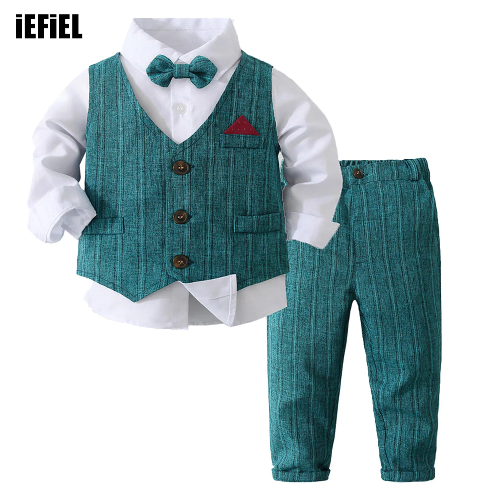 Toddler Boys 4 Piece Gentleman Outfits Long Sleeve White Shirt Detachable Bow Waistcoat Long Pants British Style Suit
Toddler Boys 4 Piece Gentleman Outfits Long Sleeve White Shirt Detachable Bow Waistcoat Long Pants British Style Suit