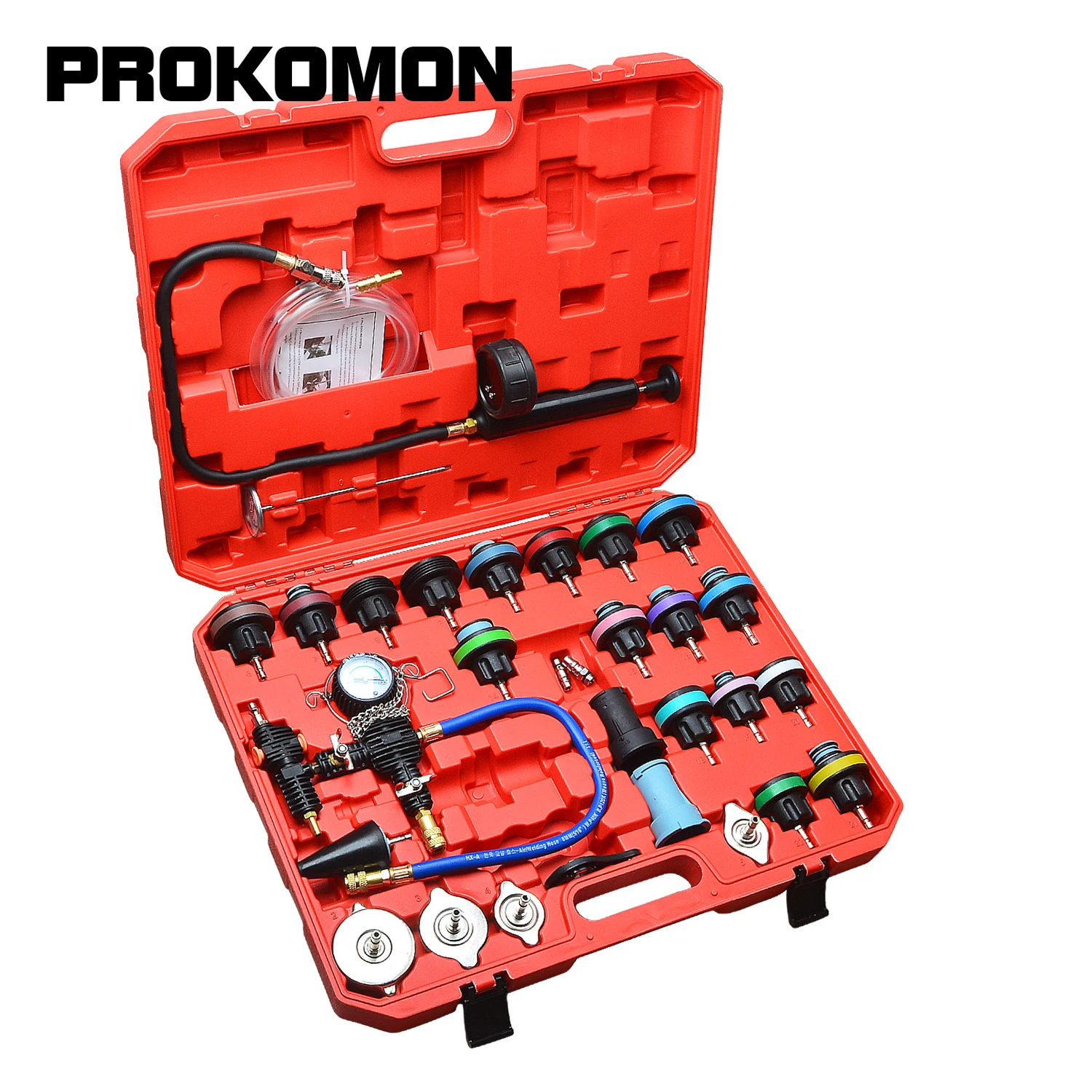 28/29pcs Universal Radiator Pressure Tester Vacuum Type Cooling System Test Water Tank Leak Detection Detector Tool
28/29pcs Universal Radiator Pressure Tester Vacuum Type Cooling System Test Water Tank Leak Detection Detector Tool
