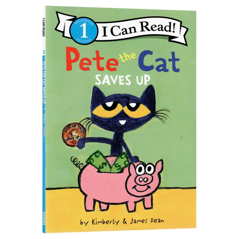 

Pete the Cat экономит (я могу читать уровень 1), детские книги на английском языке для чтения 4 5 6 7 8, книжки для картин 9780062974365