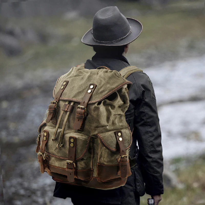 Backpack men's vintage motorcycle canvas leather tactical large-capacity travel bagpack outdoor mountaineering camping bookbag
Backpack men's vintage motorcycle canvas leather tactical large-capacity travel bagpack outdoor mountaineering camping bookbag