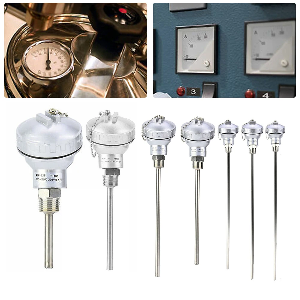 RTD PT100 Temperature Sensor Probe 3/4" PT1/2'' NPT Thread Thermocouple Terminal Head 50mm-400mm Length -200~420°C Temperature
RTD PT100 Temperature Sensor Probe 3/4" PT1/2'' NPT Thread Thermocouple Terminal Head 50mm-400mm Length -200~420°C Temperature