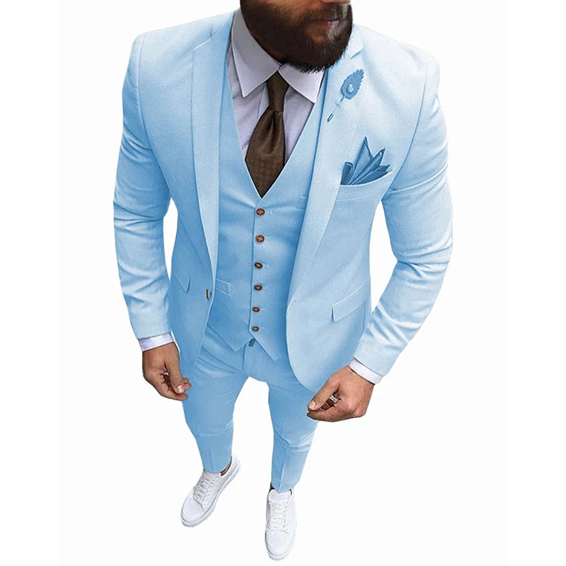 Latest Blue 3 Pieces Suit for Men Formal Business Notch Lapel Slim Fit Tuxedo Best Man Blazer For Wedding (Jacket+Vest+Pants)
Latest Blue 3 Pieces Suit for Men Formal Business Notch Lapel Slim Fit Tuxedo Best Man Blazer For Wedding (Jacket+Vest+Pants)