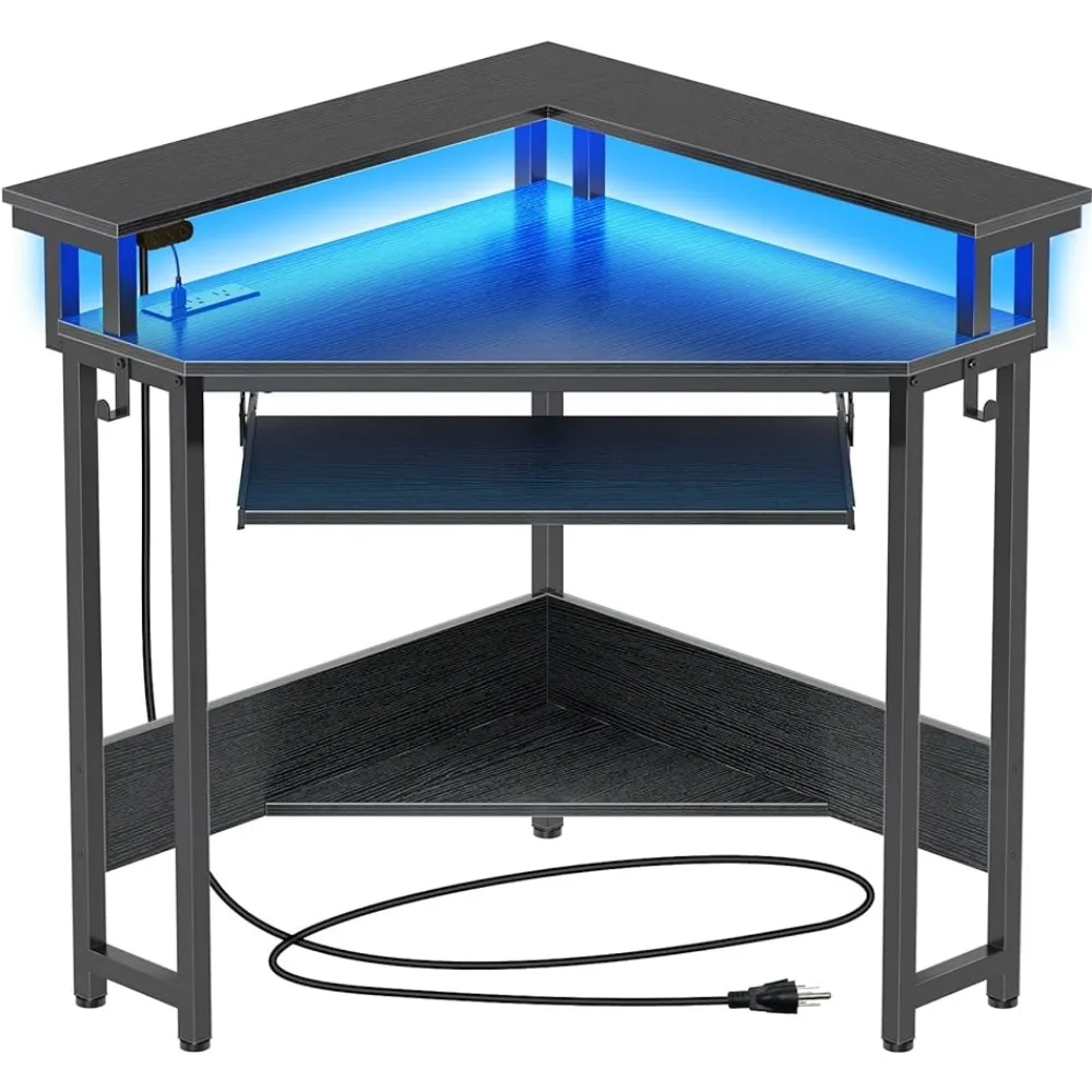 Triangle Corner Desk With Keyboard Tray & Monitor Stand for Small Space 44.5" W X 34.5" H Small Computer Desk With Power Outlets
Triangle Corner Desk With Keyboard Tray & Monitor Stand for Small Space 44.5" W X 34.5" H Small Computer Desk With Power Outlets