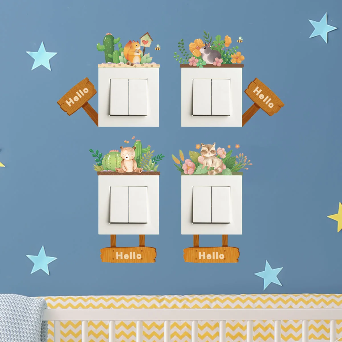 T80# 4 PCS Green Plant Animal Cartoon Light Switch Wall Stickers For DIY Home Decoration Cartoon Animals Decals PVC Mural Art
T80# 4 PCS Green Plant Animal Cartoon Light Switch Wall Stickers For DIY Home Decoration Cartoon Animals Decals PVC Mural Art