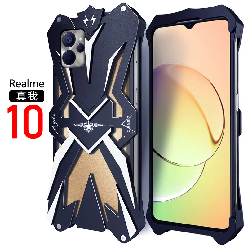 

Realme 10 Pro Plus мощная Противоударная металлическая броня для Oppo Realme 10 Pro / Realme 10 алюминиевые Чехлы Чехол бампер Coque