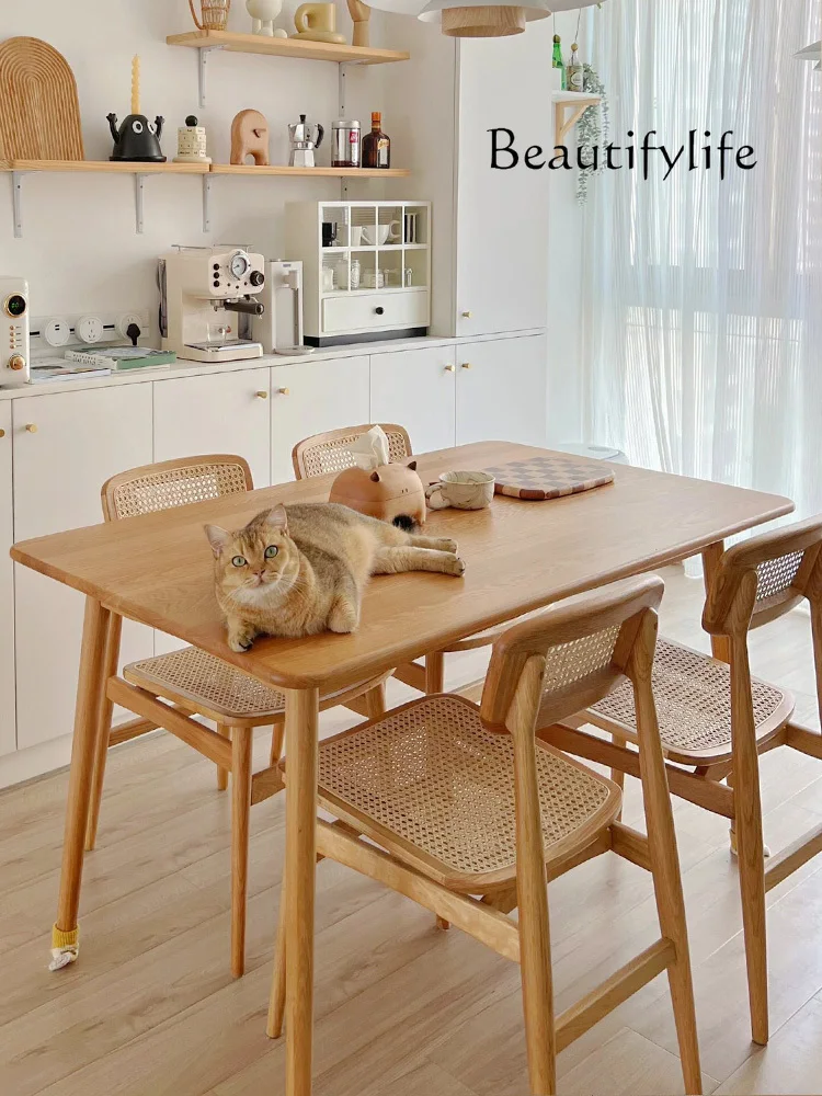 Solid Wood Dining Table Japanese Style Small Apartment Table and Chair Combination Log Style Retro Rectangular Dining Table
Solid Wood Dining Table Japanese Style Small Apartment Table and Chair Combination Log Style Retro Rectangular Dining Table