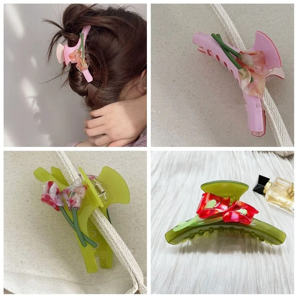 

Acetic Acid Flower Hair Claw Cute Barrettes Calla Lotus Acetate Shark Clip Ponytail Holder Headdress For Girls