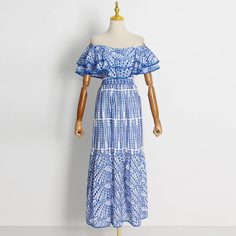 Quality Elegant Embroidery Dress For Women Sexy Slash Neck Ruffles Short Sleeve Cut Out Midi Dresses Female Long Summer Clothes
Quality Elegant Embroidery Dress For Women Sexy Slash Neck Ruffles Short Sleeve Cut Out Midi Dresses Female Long Summer Clothes