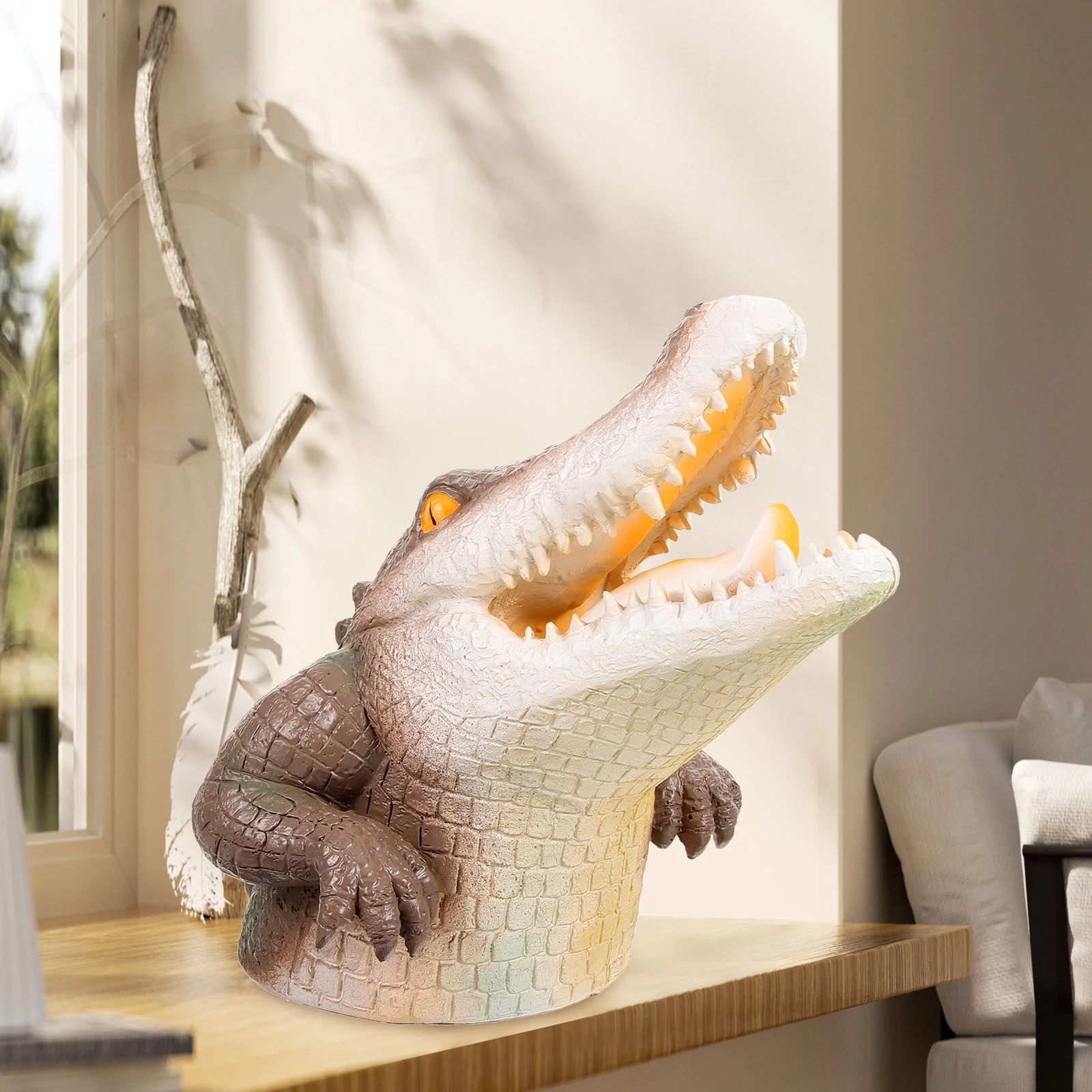 

Statue Simulated Crocodile Head Courtyard Pond Floating Animal Ornaments Outdoor Pool Decorations Child Models Resin